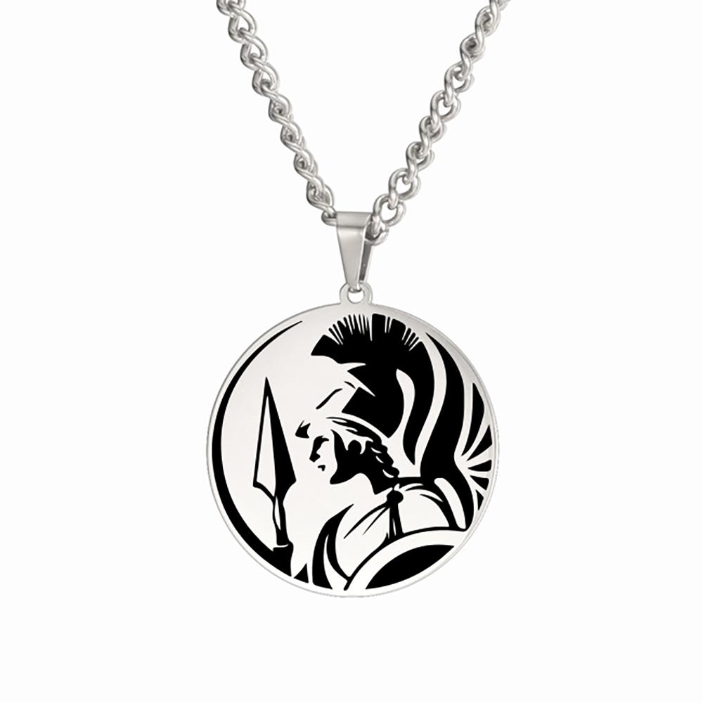 Dawapara Vintage Ancient Greek Warrior Pendant Egyptian Goddess Athena Aphrodite Artemis Apollo Symbol Stainless Steel Amulet Steel color