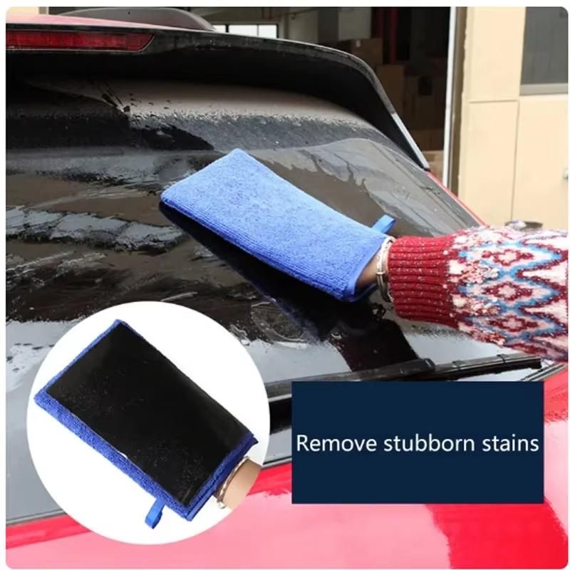 Fine Grade Magic Clay Mitt Car Wash Clay Gloves One Side Clay Bar One Side Microfiber Car Detailing Tool Before Polishing