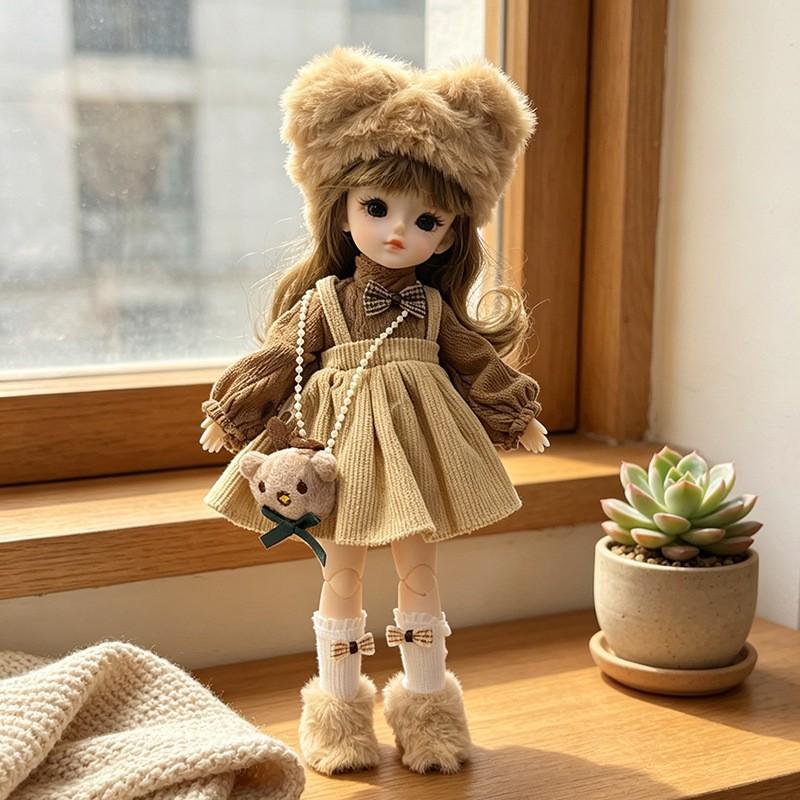 30cm BJD Doll Body With Removable Outfit Set Lolita Style Fashion Playset Teen Girls Collectors
