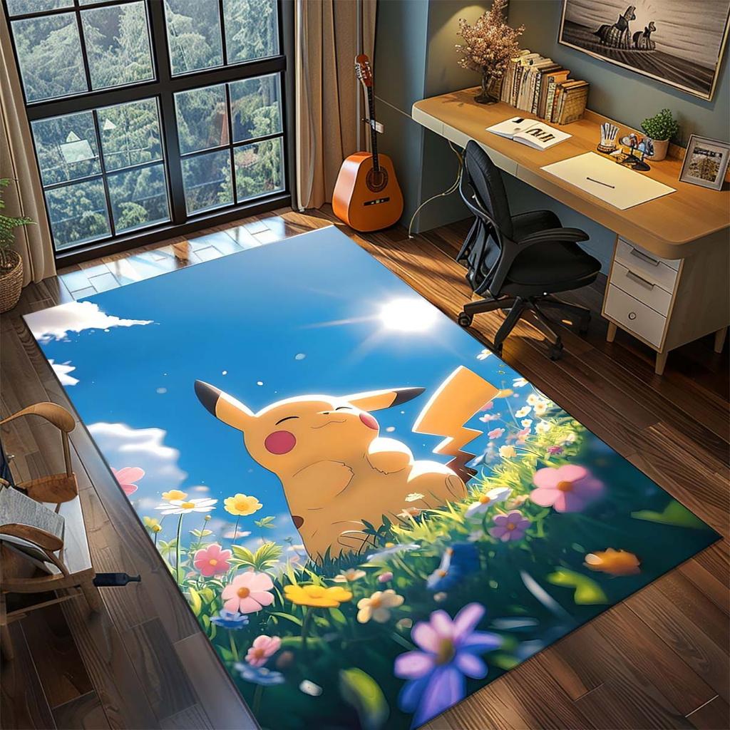 Pokemon Anime Rug Carpet Large Area Rug Non Slip Washable Floor Mat Gamer Room Bedroom Home Decor -QJY