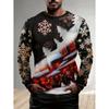 Merry Christmas Men's Long Sleeve T-Shirt, 3D Printed Santa Claus Pattern Casual Pullover, Fashionable Cool O-Neck Y2K Style Clothing