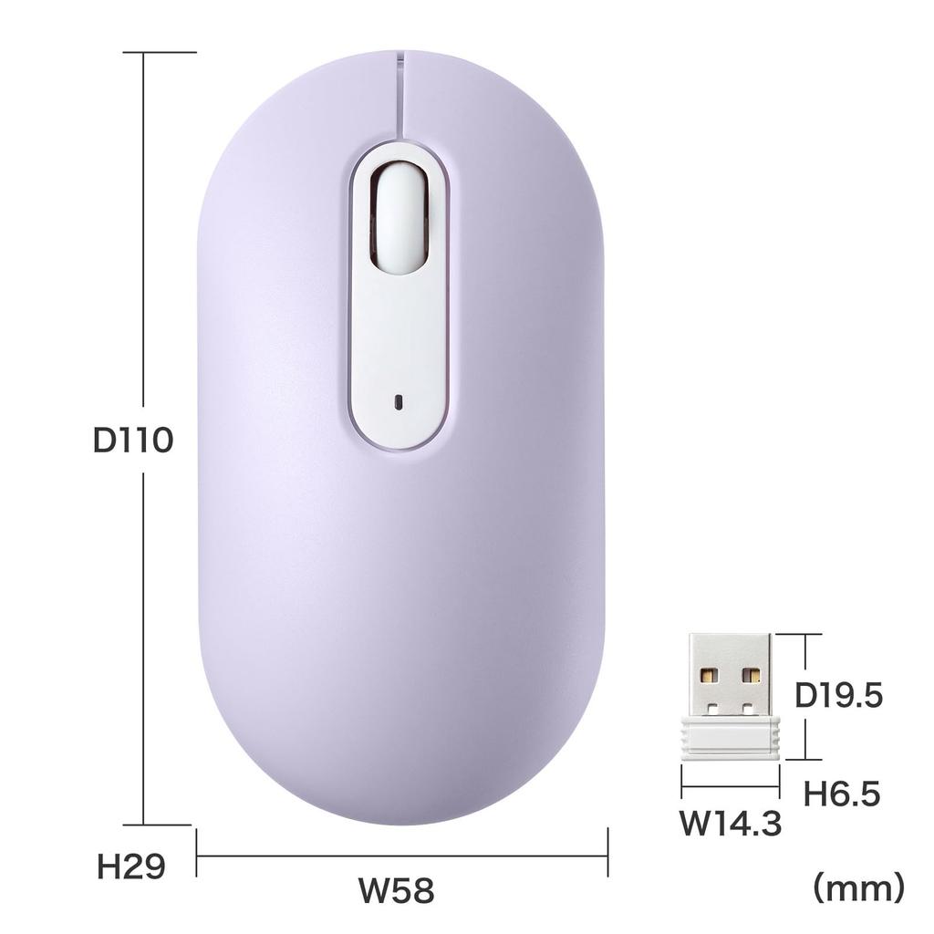 Sanwa Supply Silent Wireless Mouse (Purple) MA-WBS327PP