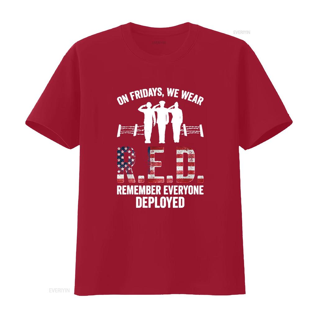Mens On Fridays We Were Red Remember Everyone Deployed T Shirt Black 2X Large vintage Washed streetwear Casual Soft homme