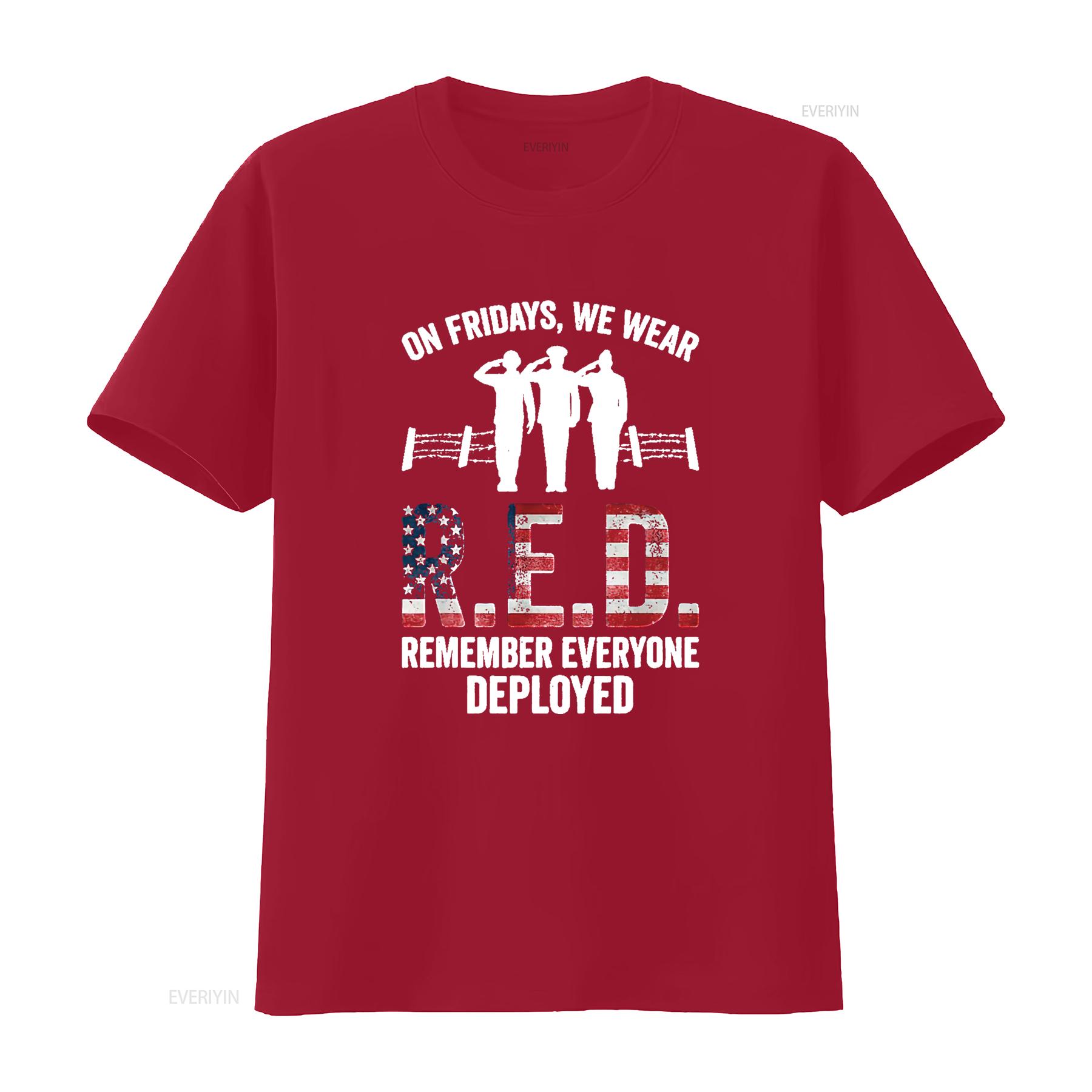 Mens On Fridays We Were Red Remember Everyone Deployed T Shirt Black 2X Large vintage Washed streetwear Casual Soft homme S