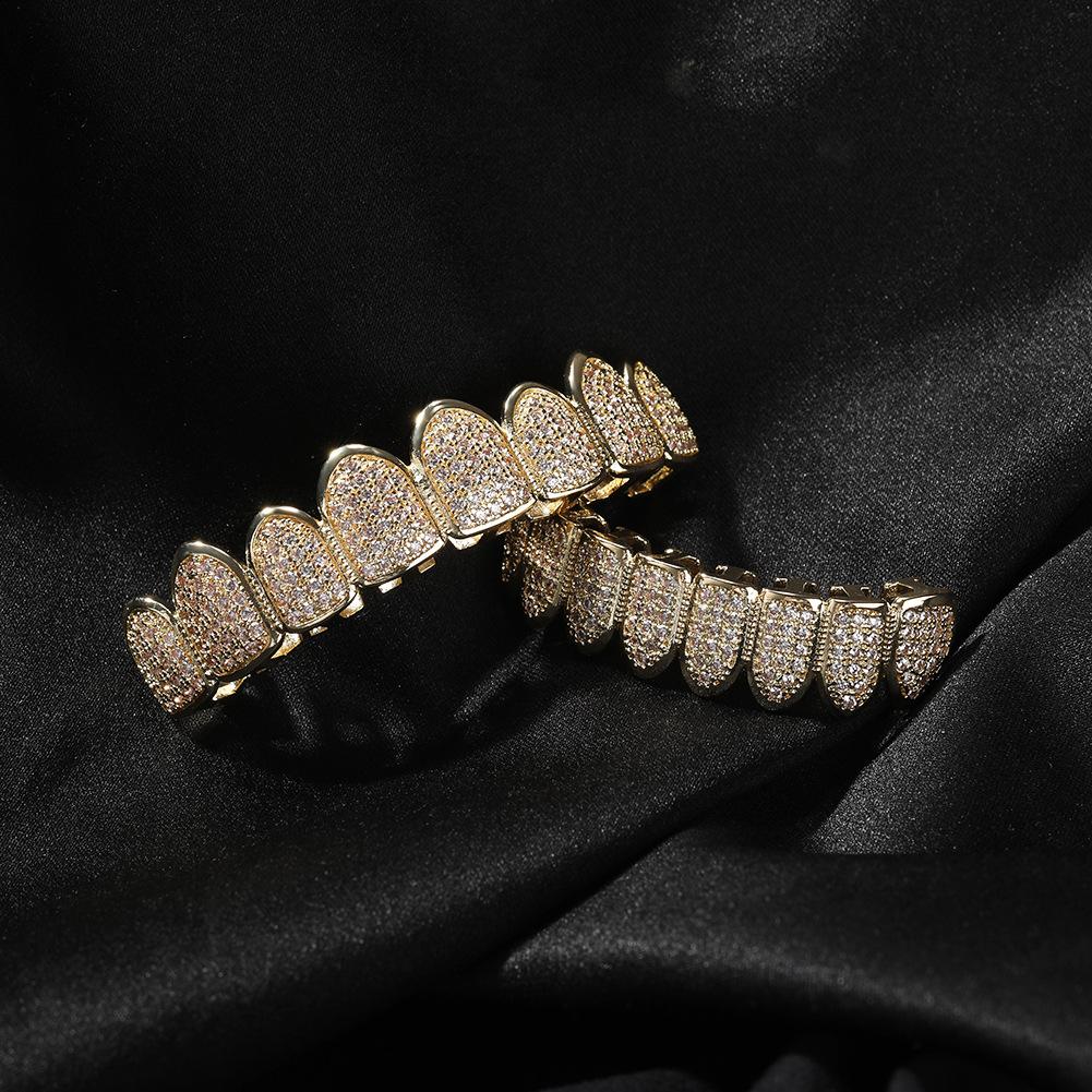 Accessories Hip Hop Grillz 5A Cubic Zirconia Fashion Brass Vintage Jewelry Real Gold Plated Grills Teeth Grillz
