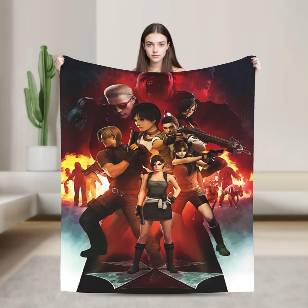 Leon Kennedy Blankets Resident Video Game Eviled Flannel Vintage Soft Throw Blanket for Home Spring/Autumn