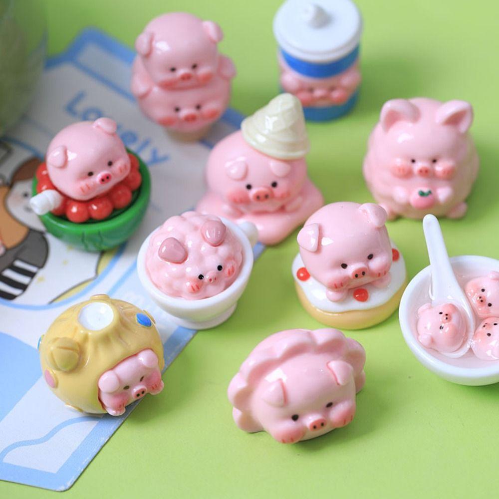 

20pcs Scrapbooking Resin Slime Charms 3D Cartoon Pig Phone Case Decor New DIY Crafts Kids Toy