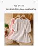 Women's Summer 2026 Imitation Han Linen Short-Sleeve T-Shirt - Artistic Solid Color Design