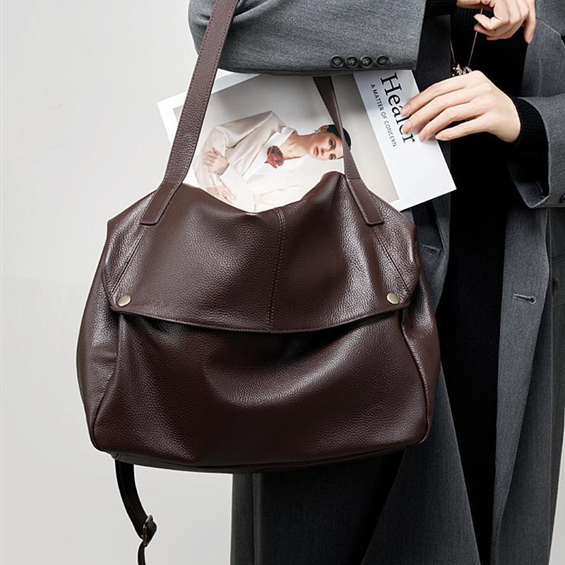 Burminsa Cowhide Genuine Leather Soft Large Hobo Shoulder Bags For Women 2026 Luxury Designer Big Messenger Tote Ladies Handbags