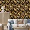 Flowers and Leaves Wallpaper Ochre and Gold for Living Room and Bedroom 50x1000