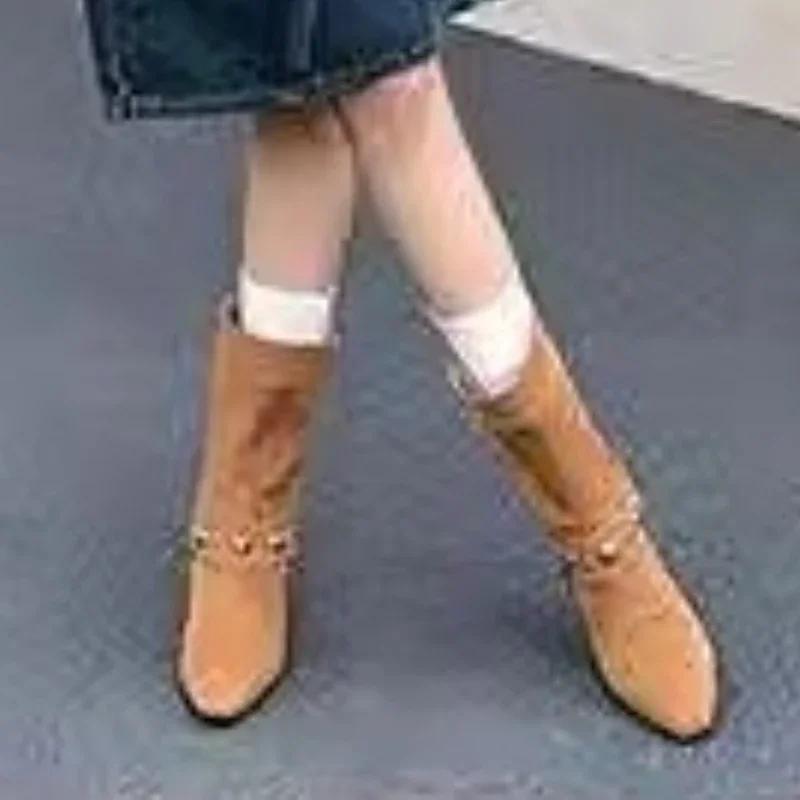Fashion 2024 Fashion Shoes for Women Sleeve Women's Boots Autumn Winter Suede Warm Solid Middle Tube Low-heeled Boots Zapatos Mujer