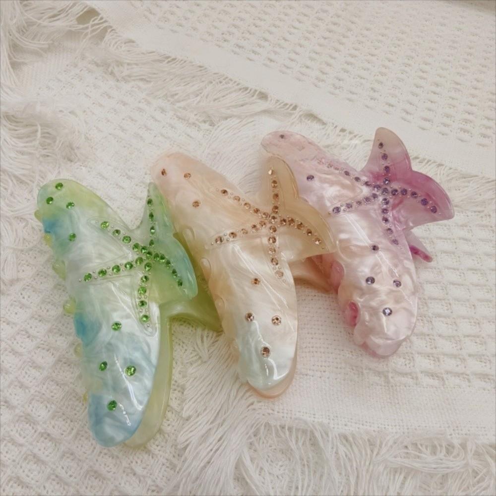 Fantasy Color Starfish Hair Clip Acetate Material Non Slip Hair Clip Beach Hair Clip Summer Season