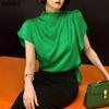 VONDA Women Elegant Short Sleeve Casual Twisted Satin Tops T-shirts