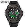 SANDA 3123 Digital Movement Sports Chronograph Watches Relogio Masculino TPU Strap Band Quartz Wrist Watch for Mens