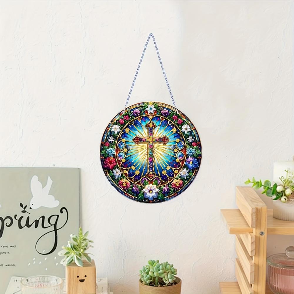 2D flacher Acryl-Anhänger mit Heiligem Kreuz, Geschenke zur Heimdekoration, handgemachte Weihnachtsgeschenke, Geschenke für Freunde und Familie