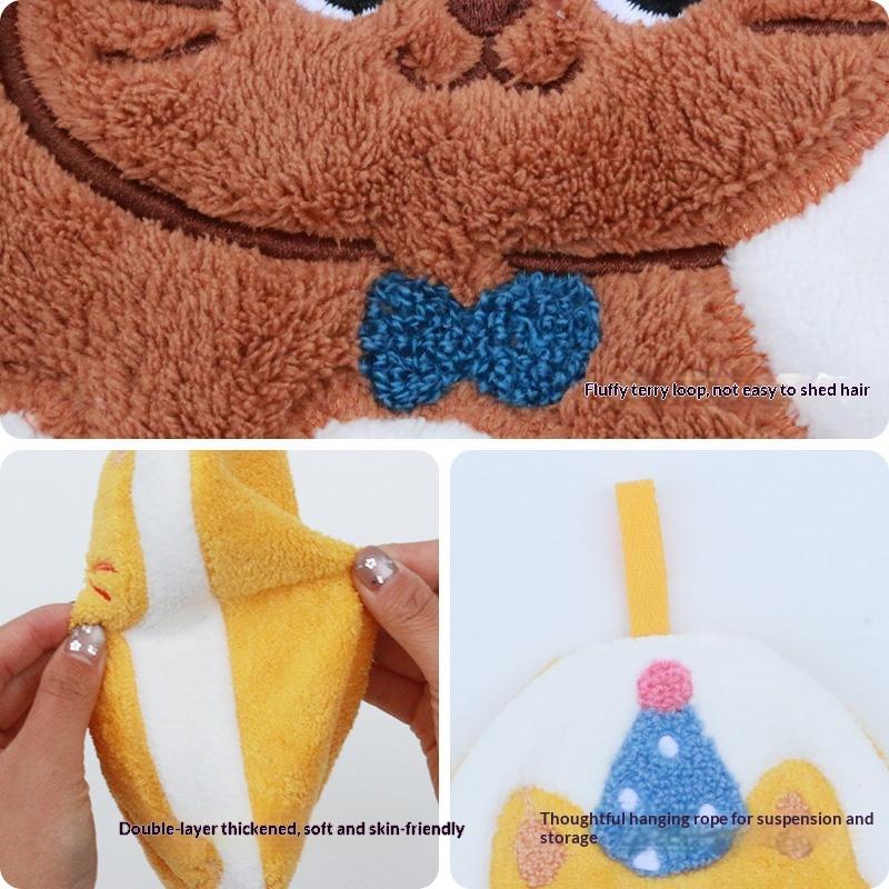 Cartoon Cats Dog Bathroom Hand Cloth Absorbent Hand Cloth Hanging Towels Soft Quick Drying For Kitchen And Bathroom Household