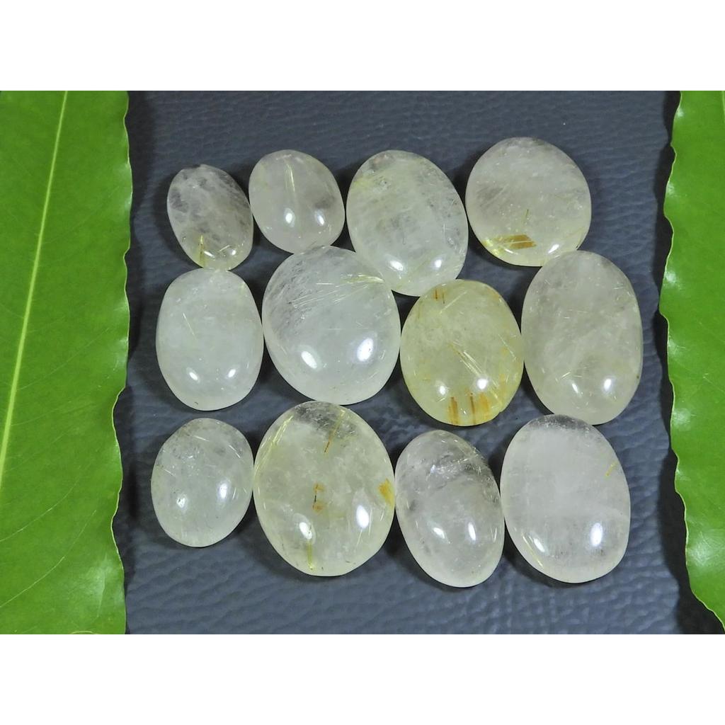 254Cts. Natural Golden Rutile Oval Cabochon Loose Gemstone 12Pcs Lot A-568