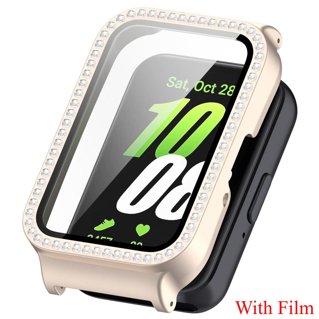 Ochranný Bling PC dutý kryt pro Samsung Galaxy Fit 3 Chytré hodinky Pásek Diamantový Křišťálový Nárazník Ochranný kryt Obrazovka
