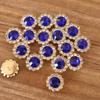 50P 10/12Mm Round  Glass Sewing Stone Glue-On Claw  Gold Base Button Sew On  For Diy Clothes Crafts