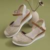 French Hemp Rope Thick Soled Toe Sandals for Women, Oversized Casual Wedge Heel Buckle, Foreign Trade Cross-border Women's Shoes