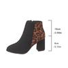 Stivaletti da Donna Taglie Forti con Stampa Leopardo, Scarpe Stile Martin con Tacco Basso e Zip Laterale