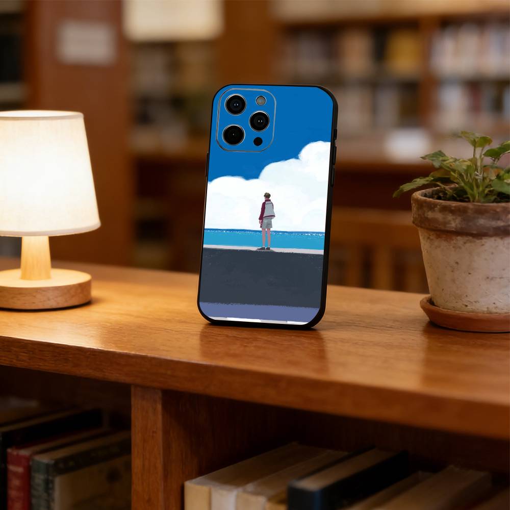 

Alone by the Sea Phone Case For iPhone 17, 16,15,14,13,12,11 Plus,Pro Max, Others Soft Black Cover iPhone17ProMax