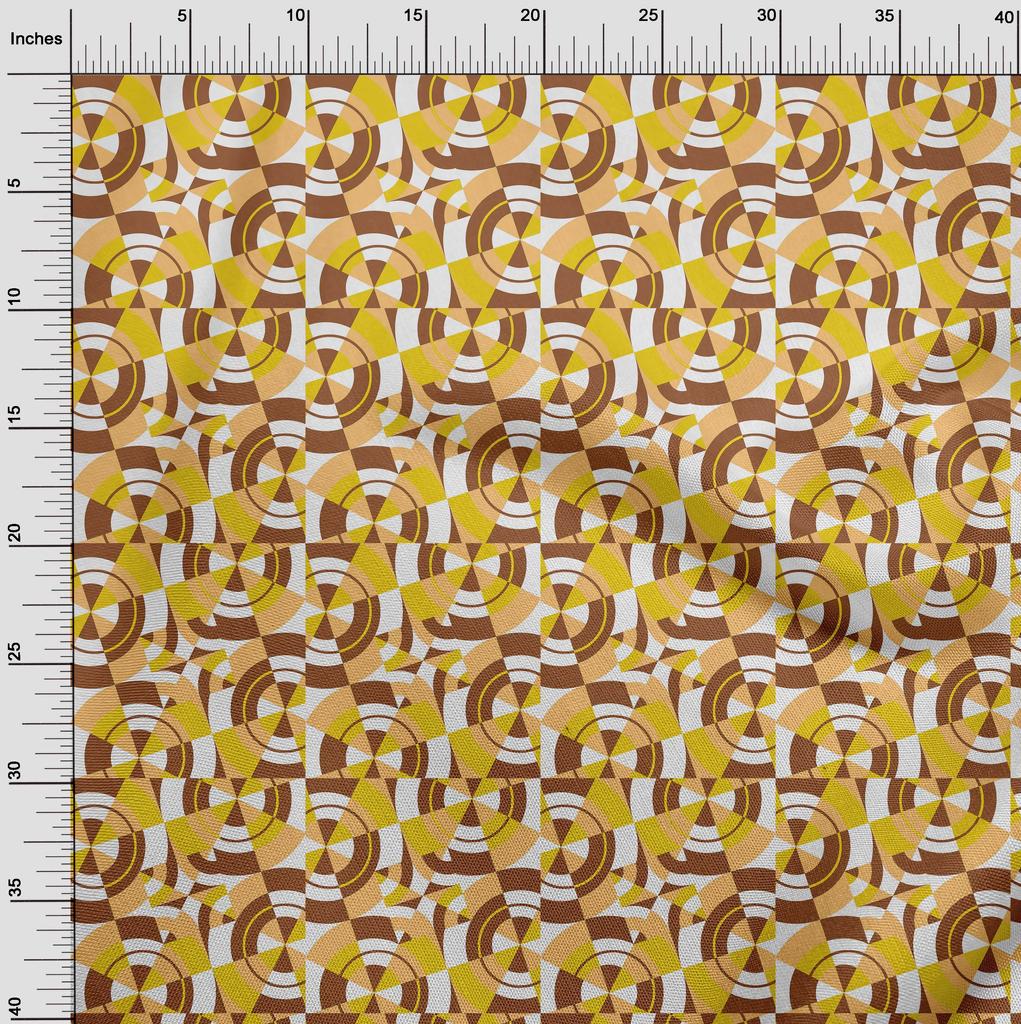 oneOone Cotton Flex Brown Fabric Geometrical Sewing Fabric By The Yard Printed Diy Clothing Sewing Supplies 40 Inch
