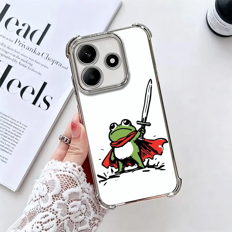 

Cute Cartoon Frog Plating Phone Case For Xiaomi Redmi Note 14 15 Pro Plus 13 12 11 11S 11T 10 9S 9 5G Anti-Fall Airabag Cover Redmi Note 12 Pro 4G
