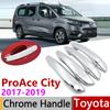 For Toyota ProAce City Verso 2018 Chrome Exterior Door Handle Cover Car Accessories Stickers Trim Set of 4Door
