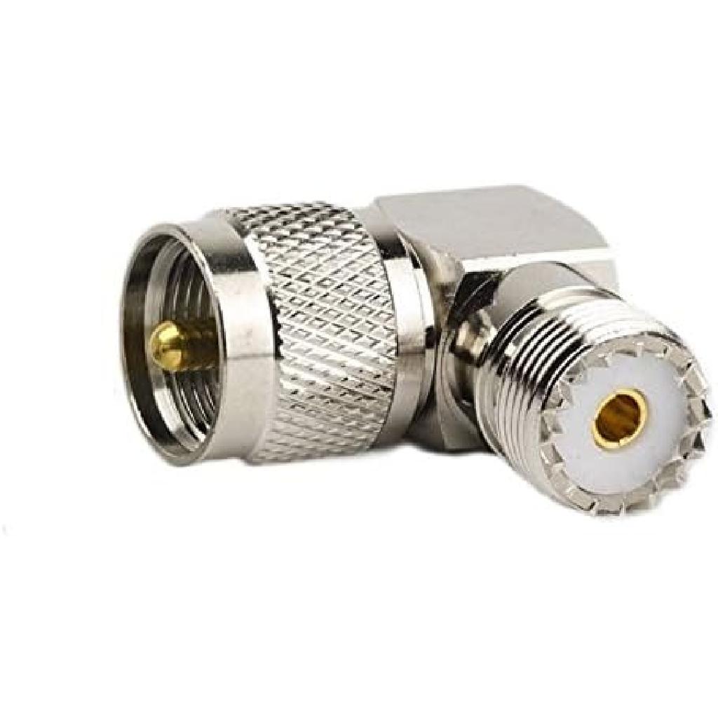 DHT Electronics RF Coaxial Coax Adapter UHF Male PL259 To Female So239 Right Angle