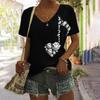 Music Notes 3d Printing Women's Casual Fashion Street Short-sleeved V-neck T-shirt