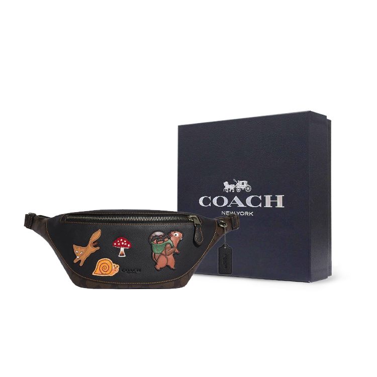 Coach Warren Series 33 Animal Patchwork Zipper Multifunctional Pocket Leather Shoulder Crossbody Bag Unisex Bags Mahogany CC122-QBUQ5