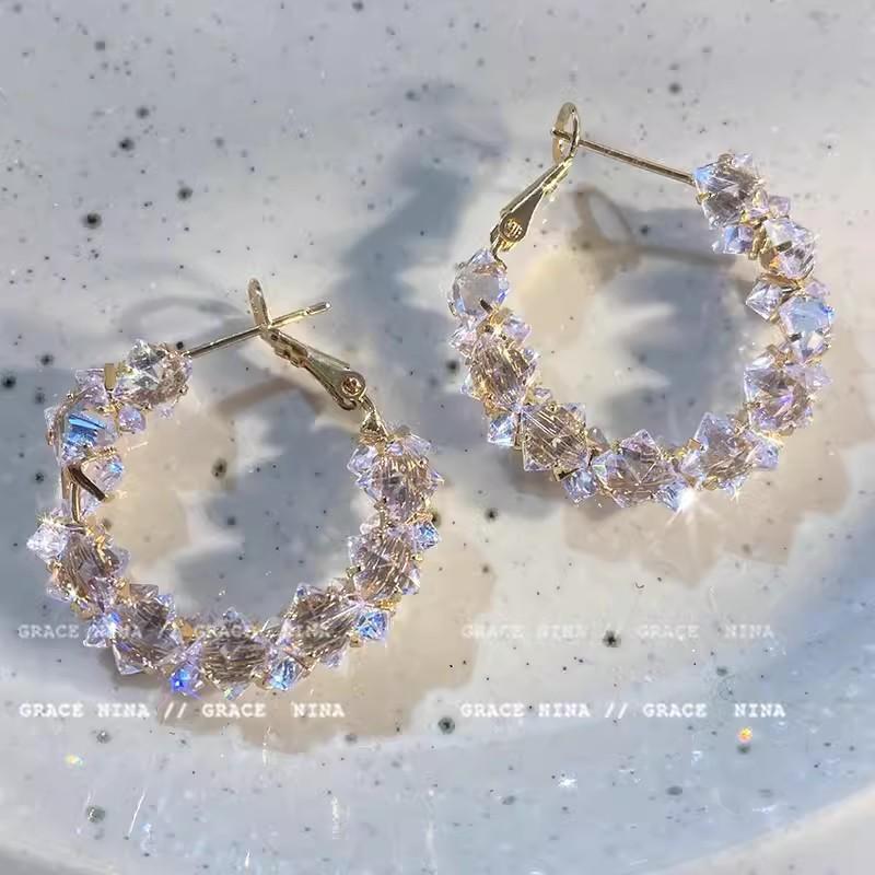 Explosive Zircon Exquisite Circle Earrings Design Studs Exaggerated Fashion Temperament Earrings