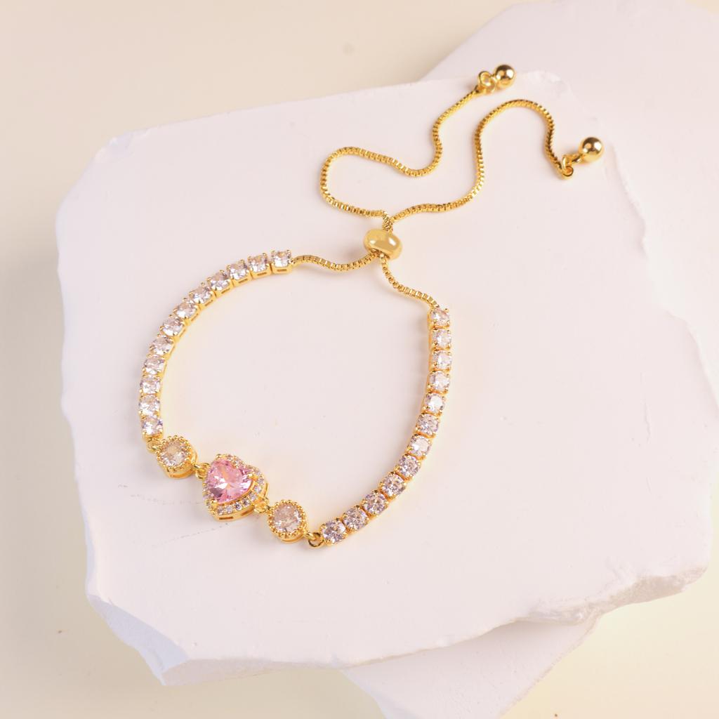 Bracelet Colorful Love Zircon Bracelet Light Luxury High-end Pull-out Bead Adjustable Bracelet Exquisite and Versatile Girlfriend Model