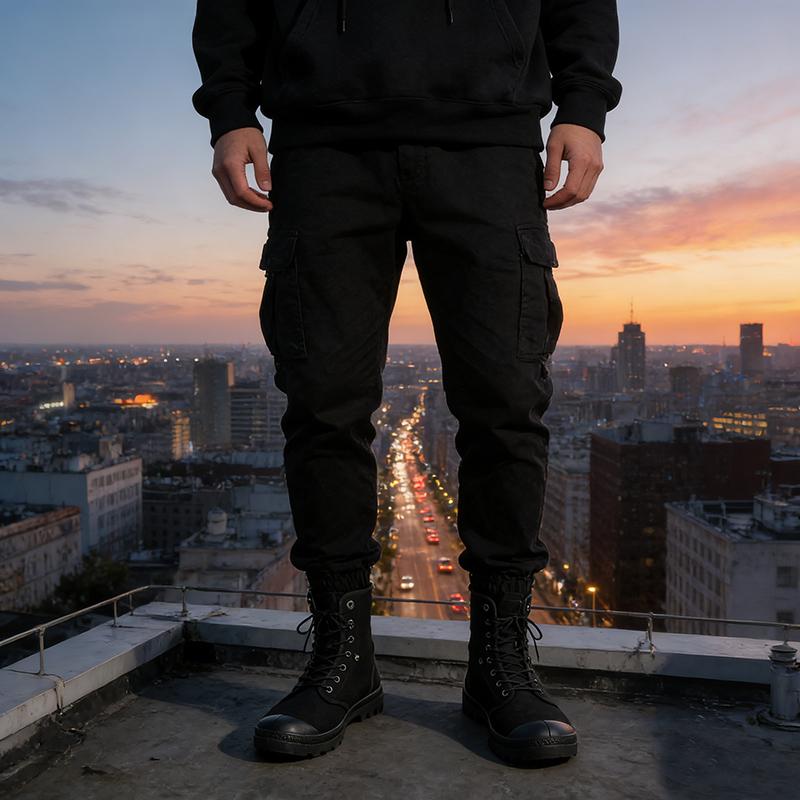 Jaro Podzim Pánské Vysoké Boty Látkové Boty Plochá Podrážka Protiskluzové Cool Mladý Muž Street Style Obuv Černá Modrá Velká Velikost 45