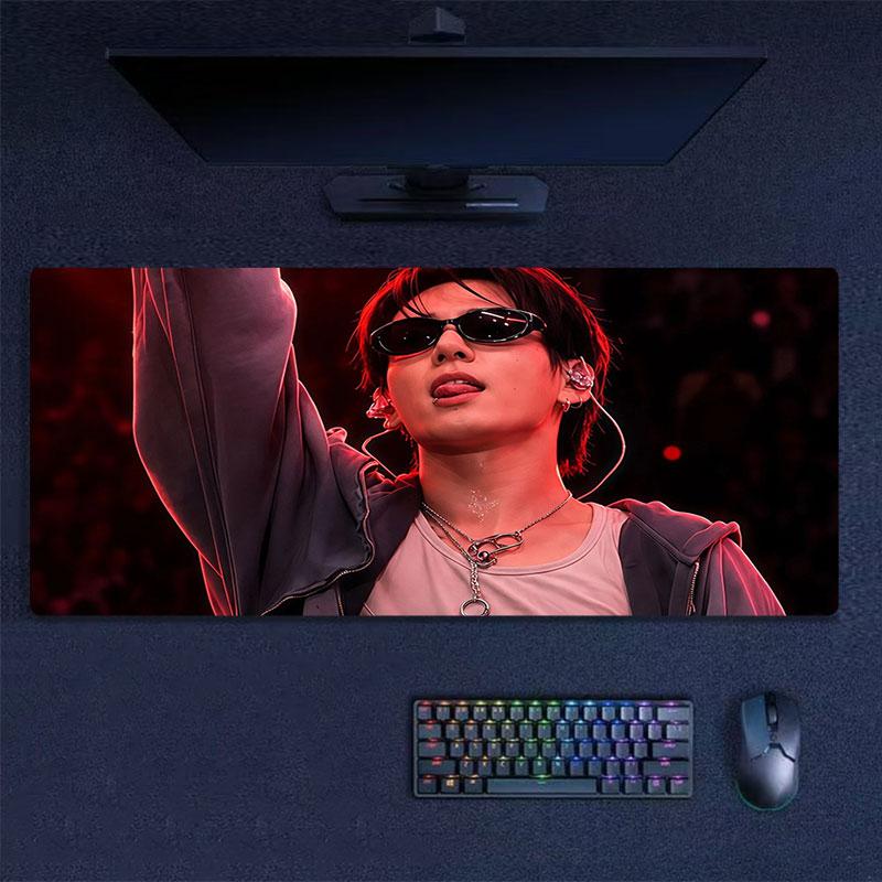 Jungkook Mouse Pad, Large Gaming Desk Mat, Non-slip XXL Mousepad for Laptop & Tablet, Mini PC Playmat with Stitched Edges