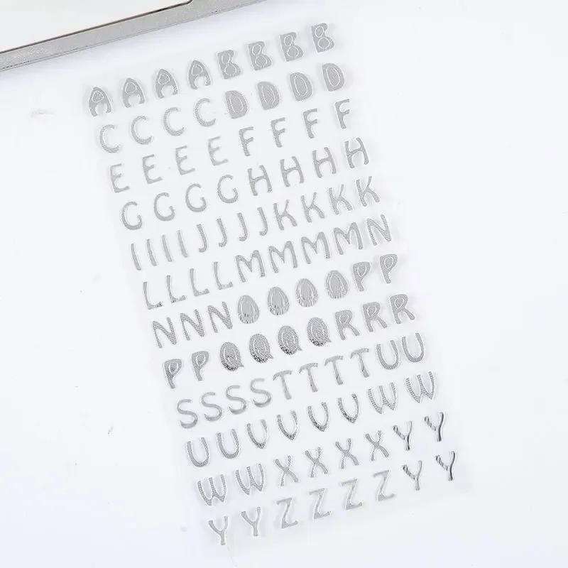 

Stereoscopic Alphabet Letter Numbers Gilded Sticker Silver/Gold Decorative for DIY Bronzing English Alphanumeric Stickers