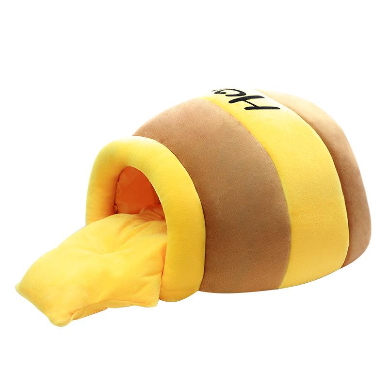 

Кошачье гнездо Зимняя теплота и утолщенный спальный мешок для кошки Горшочек с медом Гнездо для питомца Полузакрытое Чувство безопасности Кошачья кровать Спальное место для собаки