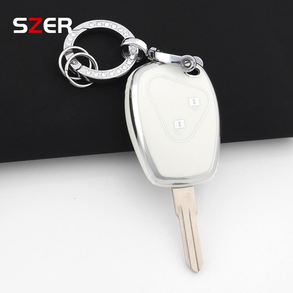 For Renault Trafic Clio Duster Logan Dacia Sandero For Nissan Terrano Almera 2 Button Tpu Car Key Case Cover Protector Keychain