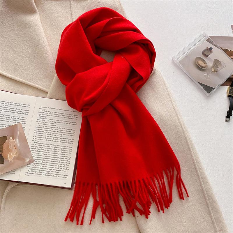 Luxury Wool Scarf For Women Fashion Warm Cashmere Scarves Korean Style Solid Knitted Shawl Wrap Pashmina Bandana Christmas Gift
