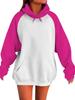 2025 European American Raglan Sleeve Hoodie - Long Sleeve, Spring/Autumn, Color Block, Loose Fit