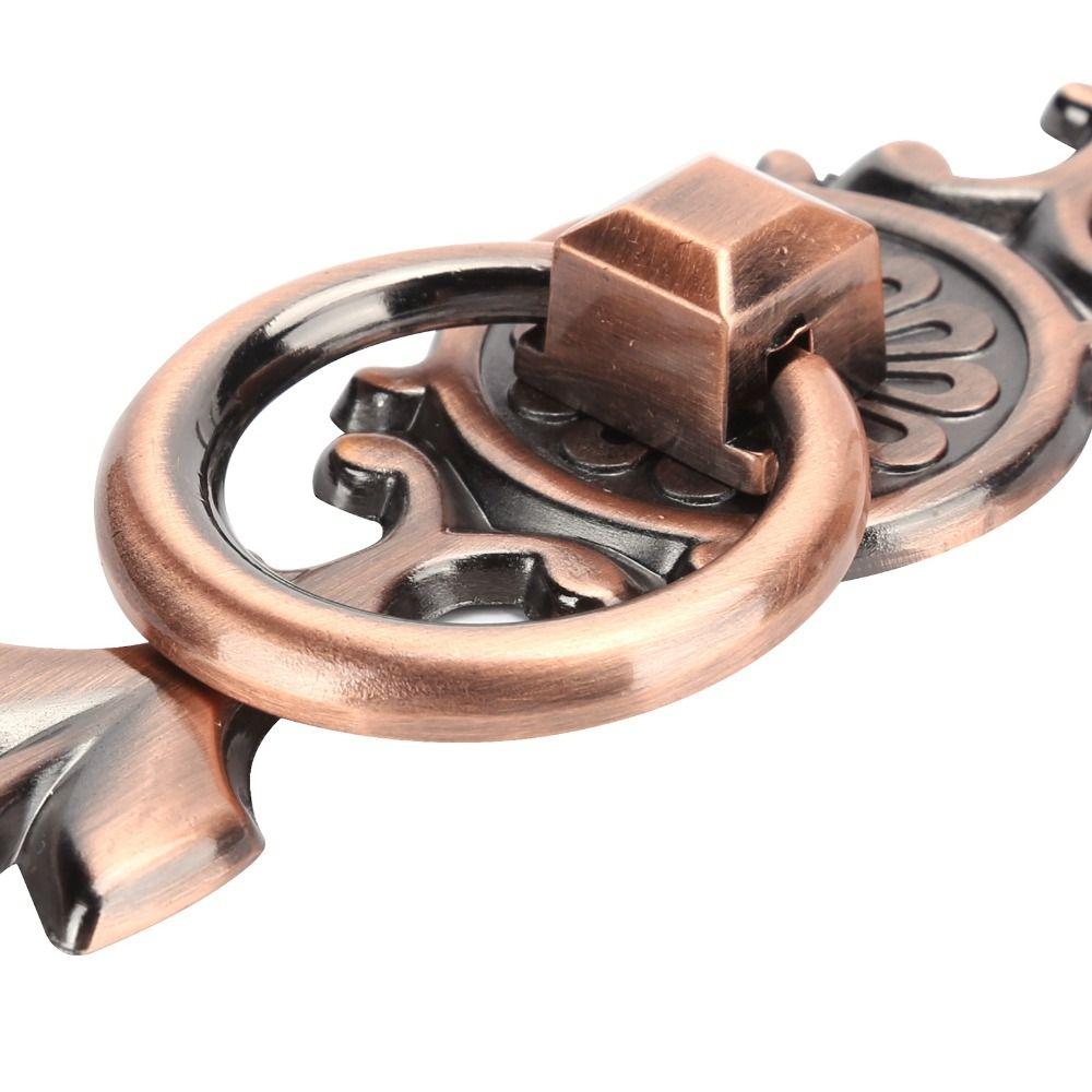 2pcs Antique Bronze Ring Pull Handles Red Bronze Drawer Handles Cabinet Knobs  Dresser Closet