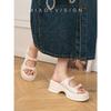 Sweet limited~ platform sandals women's 2025 new muffin wedge heel open-toed half slippers fashion outer wear increase
