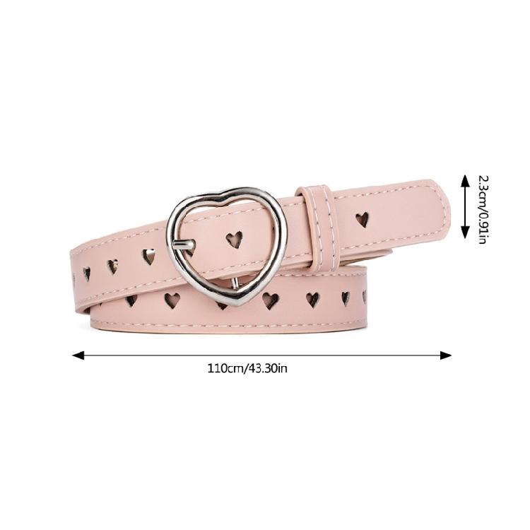 Aesthetic Metal Love Pin Buckle Belt Hollowed Out Belt Women PU Belt Waistband