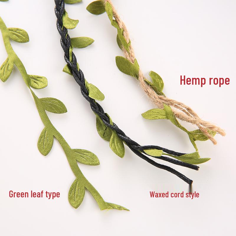 DIY Colorful Forest Style Green Rattan Leaves Hand-Woven Jute Rope for Decoration and Jewelry