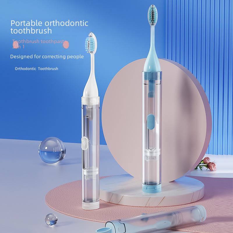 ETravel 2-in-1 Portable Folding Toothbrush & Toothpaste for Orthodontic Care