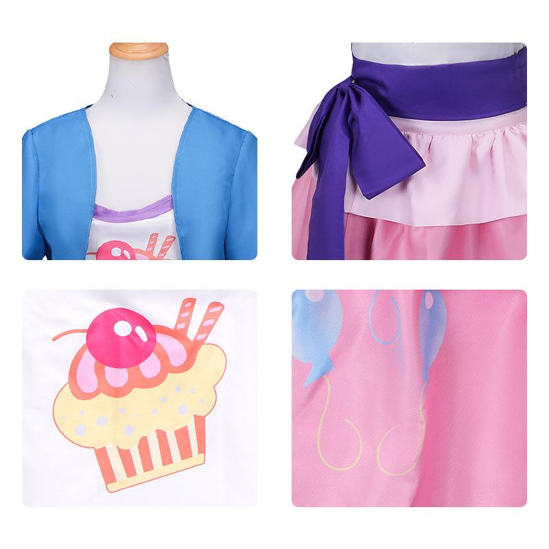 Anime Little Pony Pinkie Pie Cosplay Costume Fashion Uniform Suit Outfit Halloween Christmas Party Lovely Princess Costume