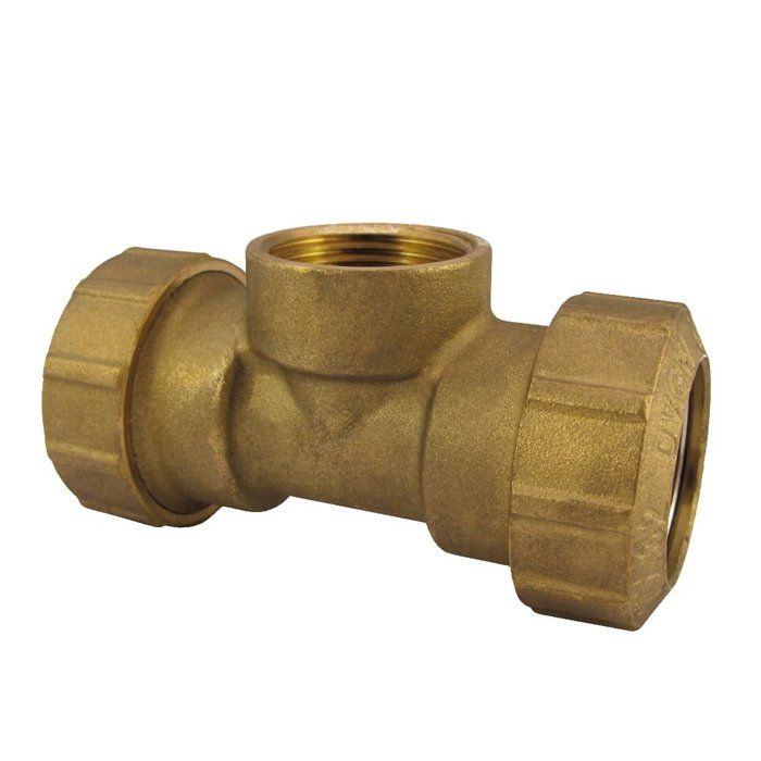 Raccord T PE en Laiton, Filetage Intérieur 20x1/2"x20