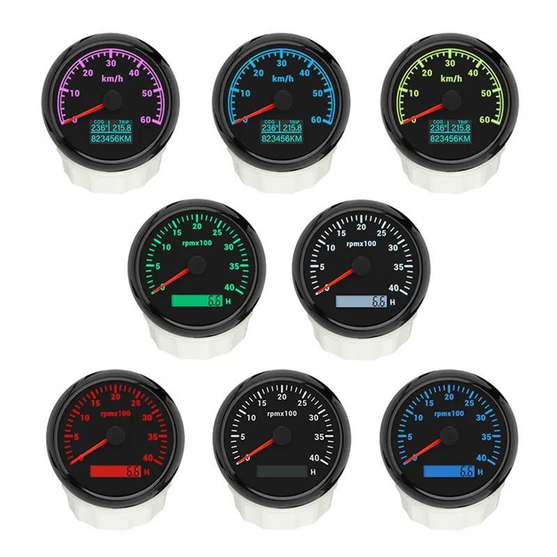 Universal 85mm GPS Speedometer 30KNOTS 60KNOTS 60K 120K 200K with 4K 6K 8K RPM Tachometer with 7 Colors Backlight for Car Boat