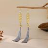 Chinese Style Five Emperors Coin Tassel Earrings for Women - Palace-Inspired Luxury Fashion Ear Hooks